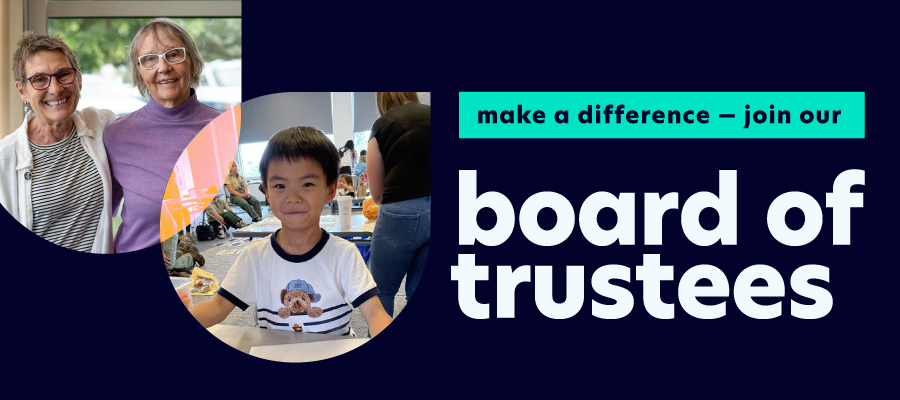 Text: Make a difference: join our board of trustees