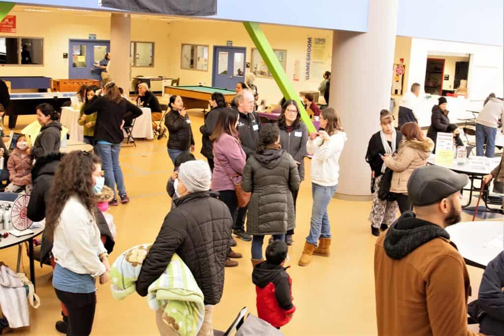 vaccine clinic inside a gym