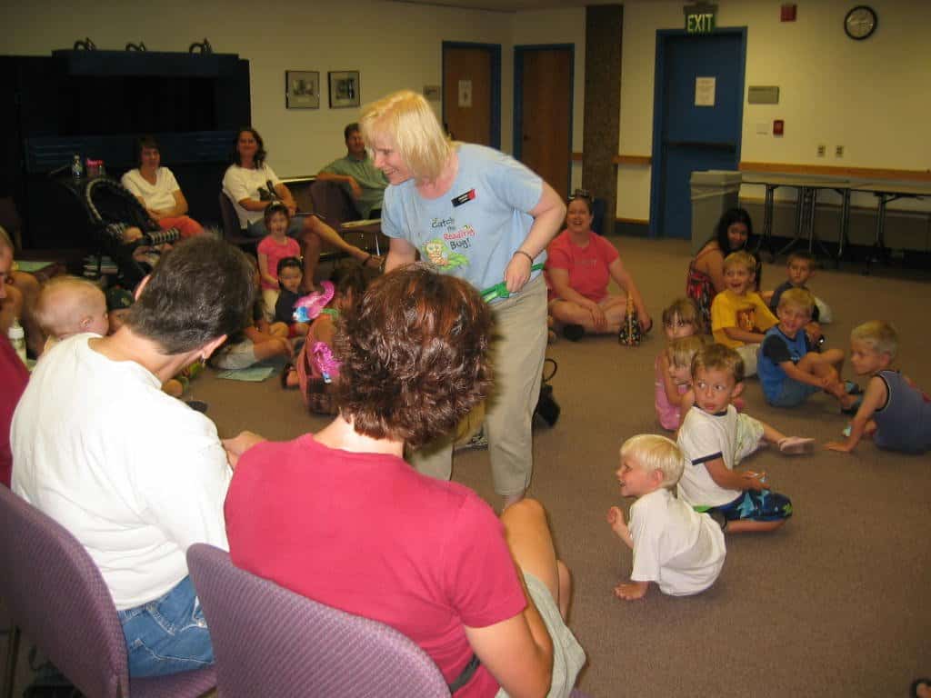 librarian leading a children's storytime