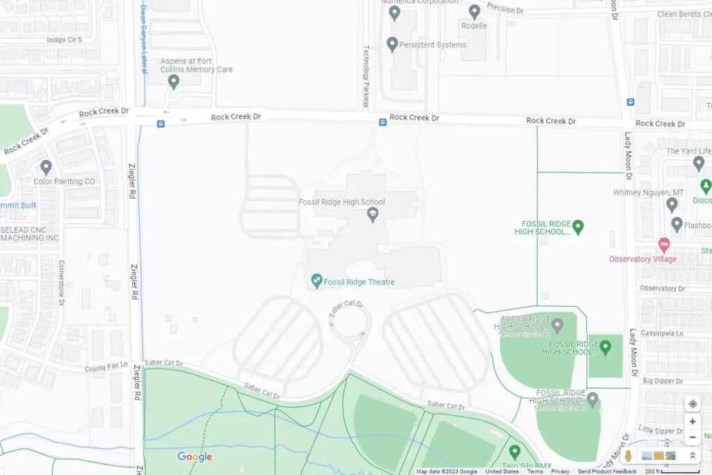 google map screenshot of southeast fort collins