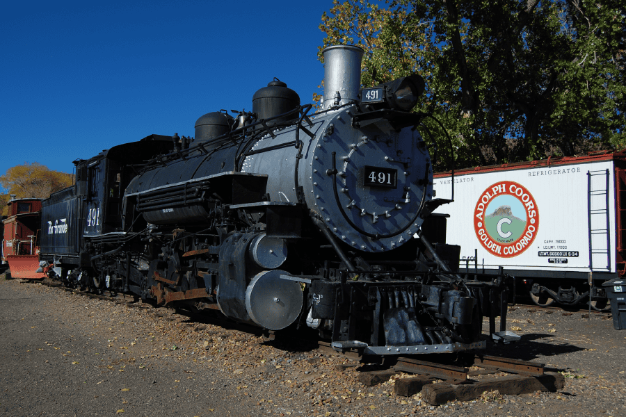 Large steam engine train at the Colorado Railroad Museum