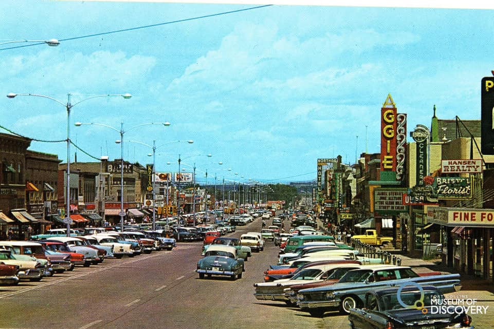 Historic photograph of downtown Fort Collins in the 1970s