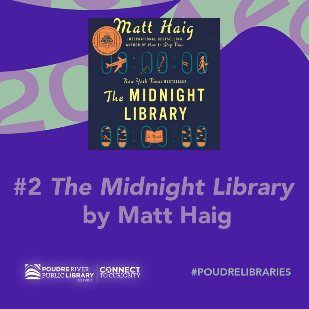 #2 most checked out book, the midnight library by matt haig