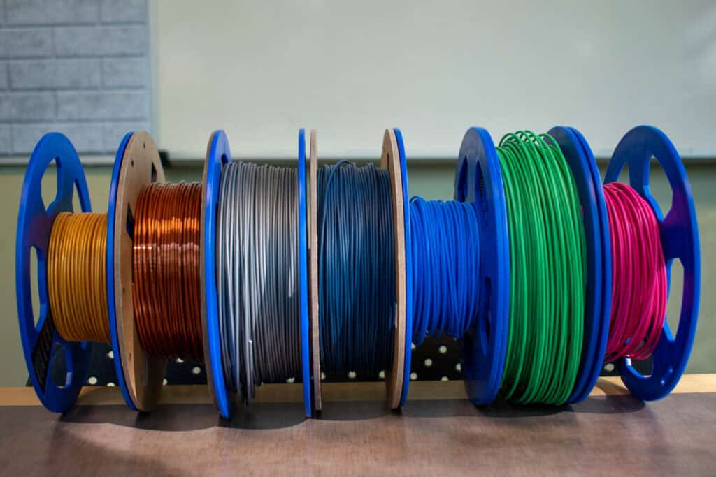 a variety of 3D printer filament colors