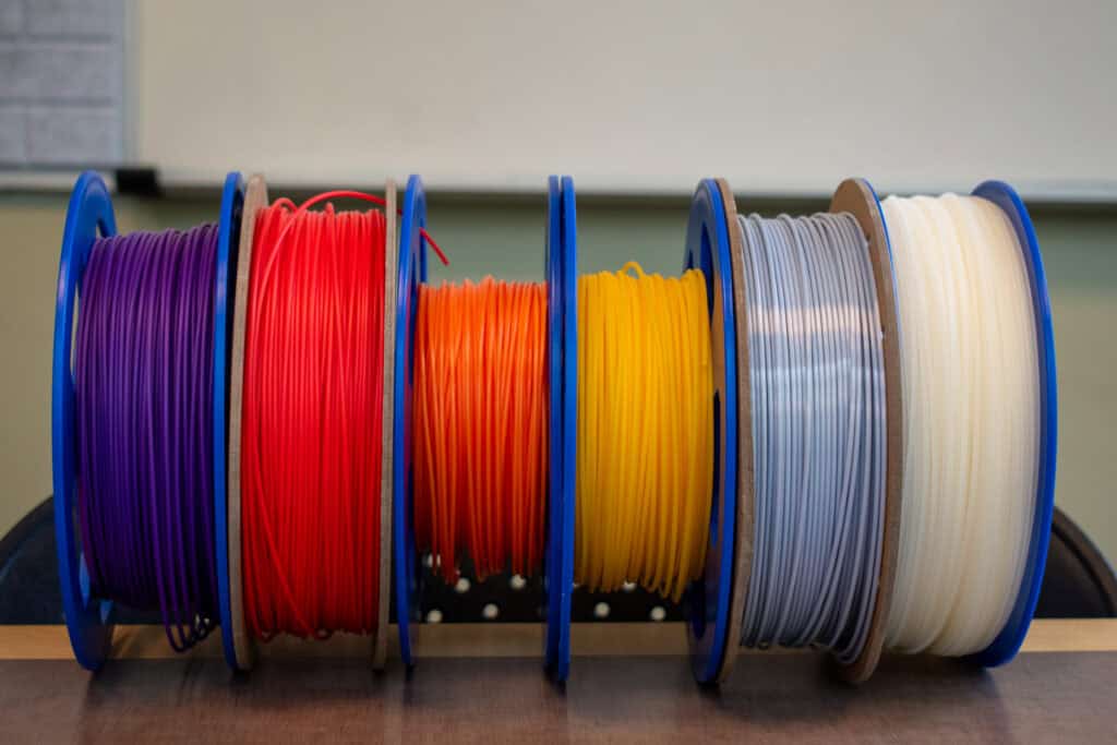 a variety of 3D printer filament colors