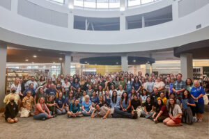 library staff gathered for a photo