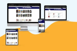 Variety of screens displaying the new library catalog