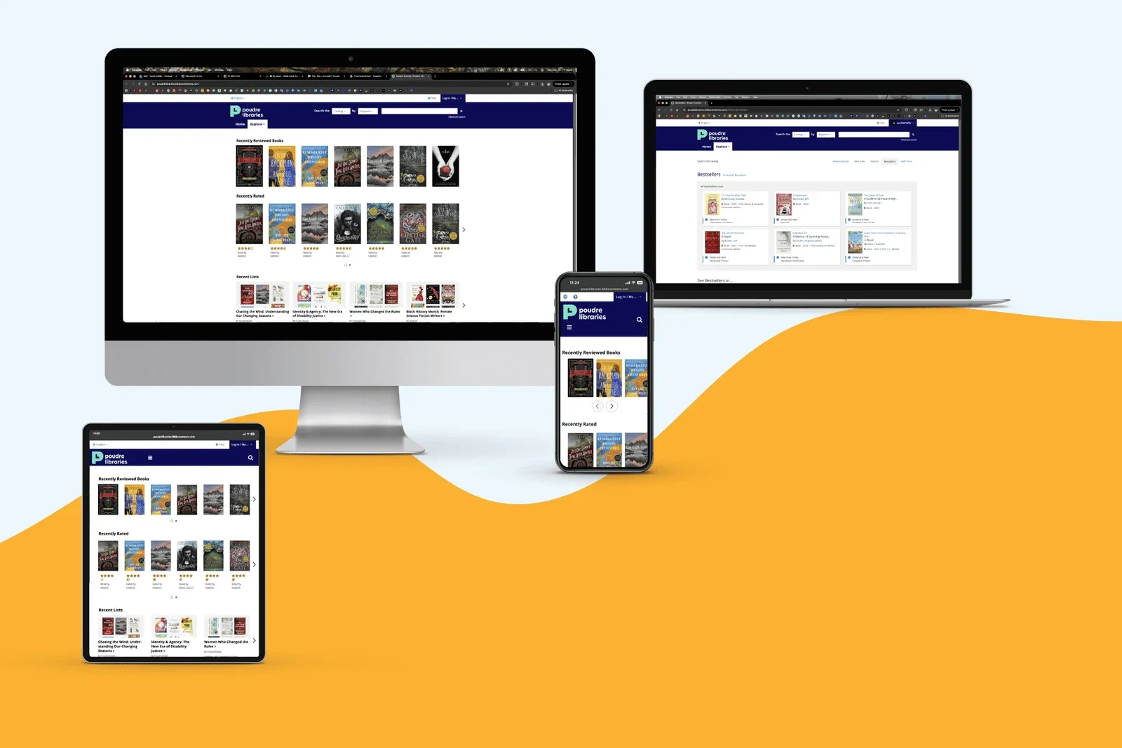 Variety of screens displaying the new library catalog