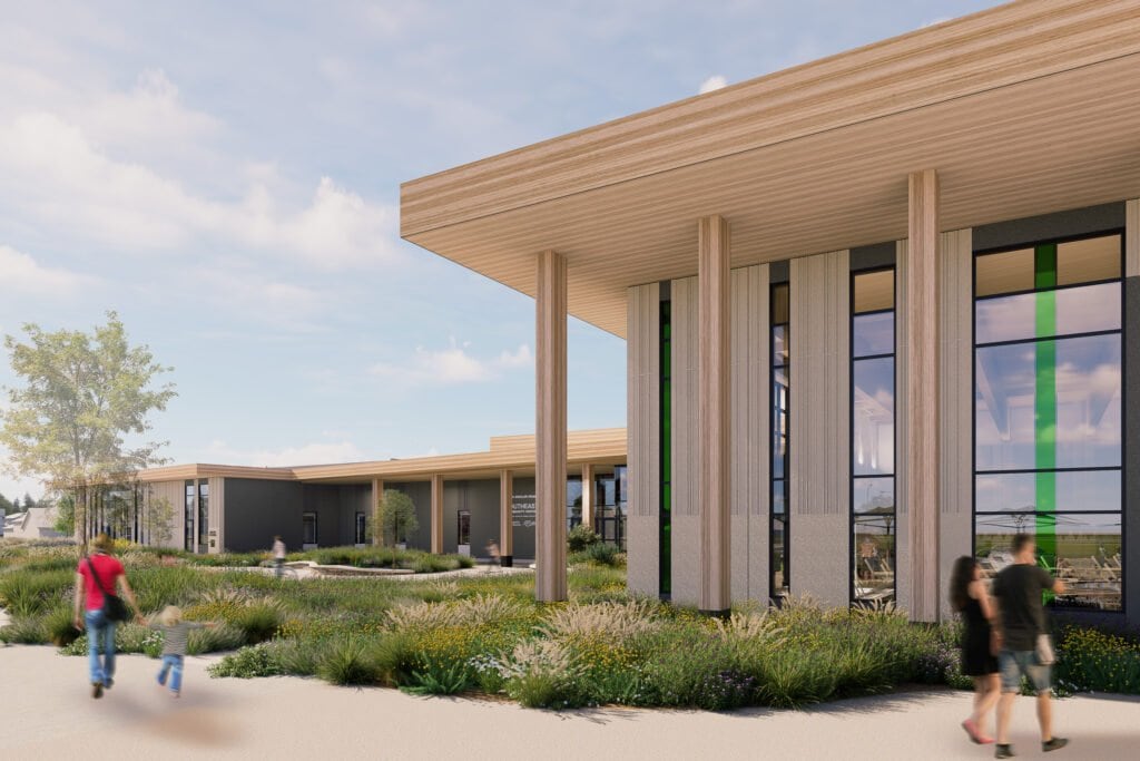 mockup of the southeast facilitys exterior south entry