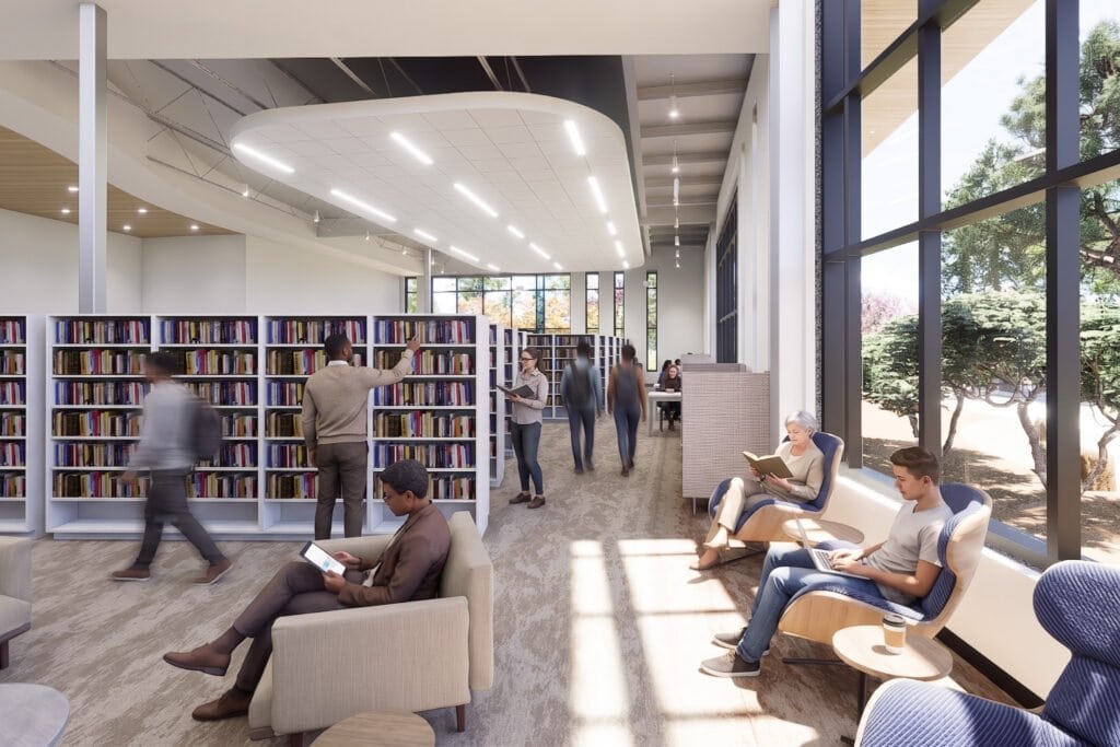 mockup of the southeast library's adults section