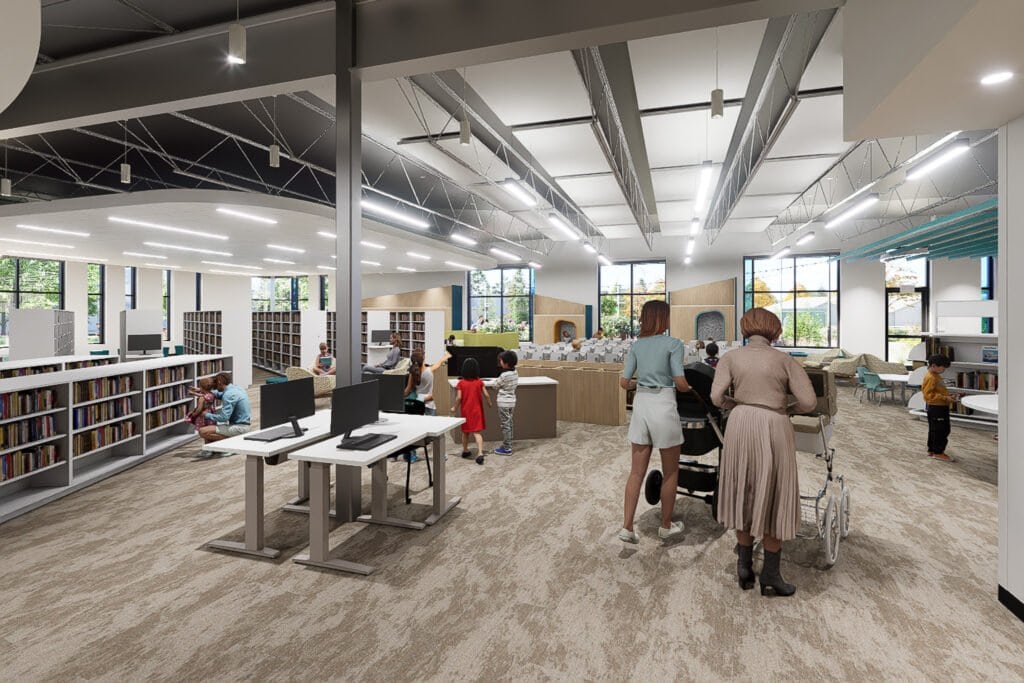 mockup of the southeast library's kids entry area