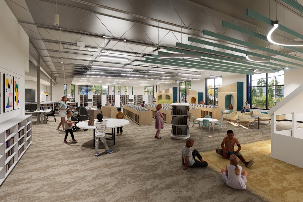 mockup of the kids play section in the southeast library