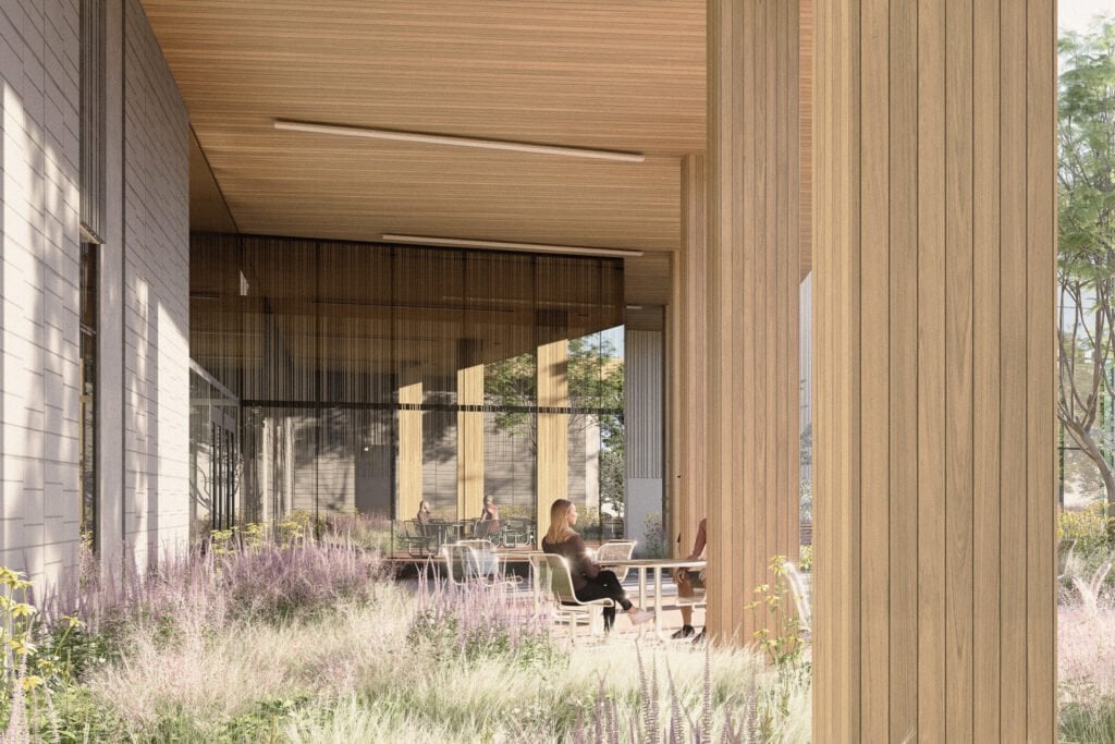 mockup of the south patio of the southeast library