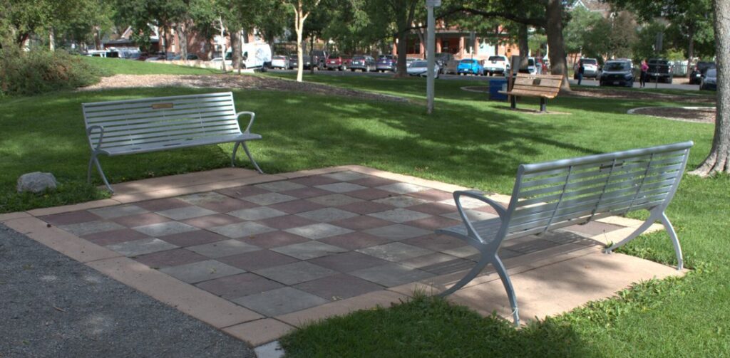 Giant chessboard in Library Park