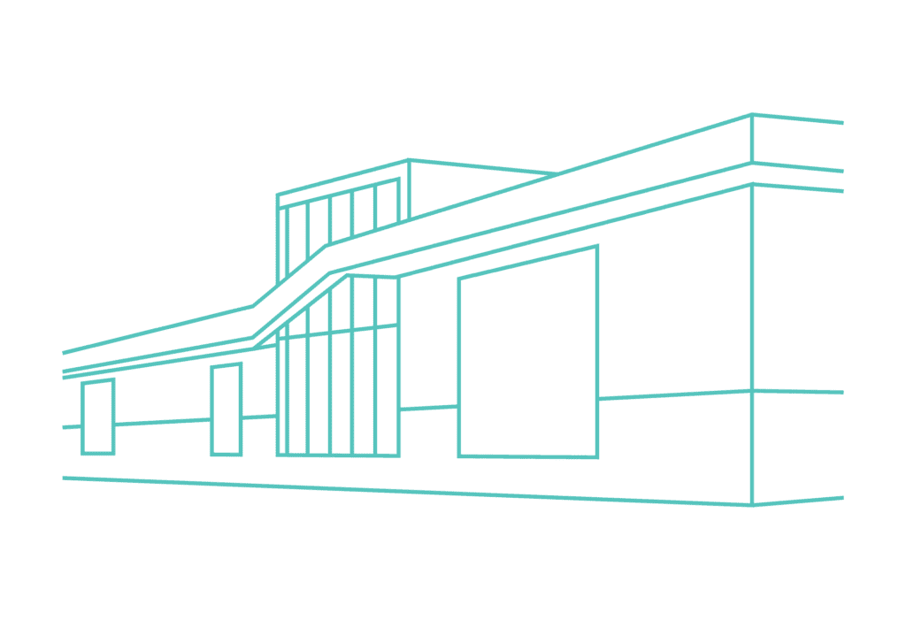 Line rendering of the exterior of the new southeast library
