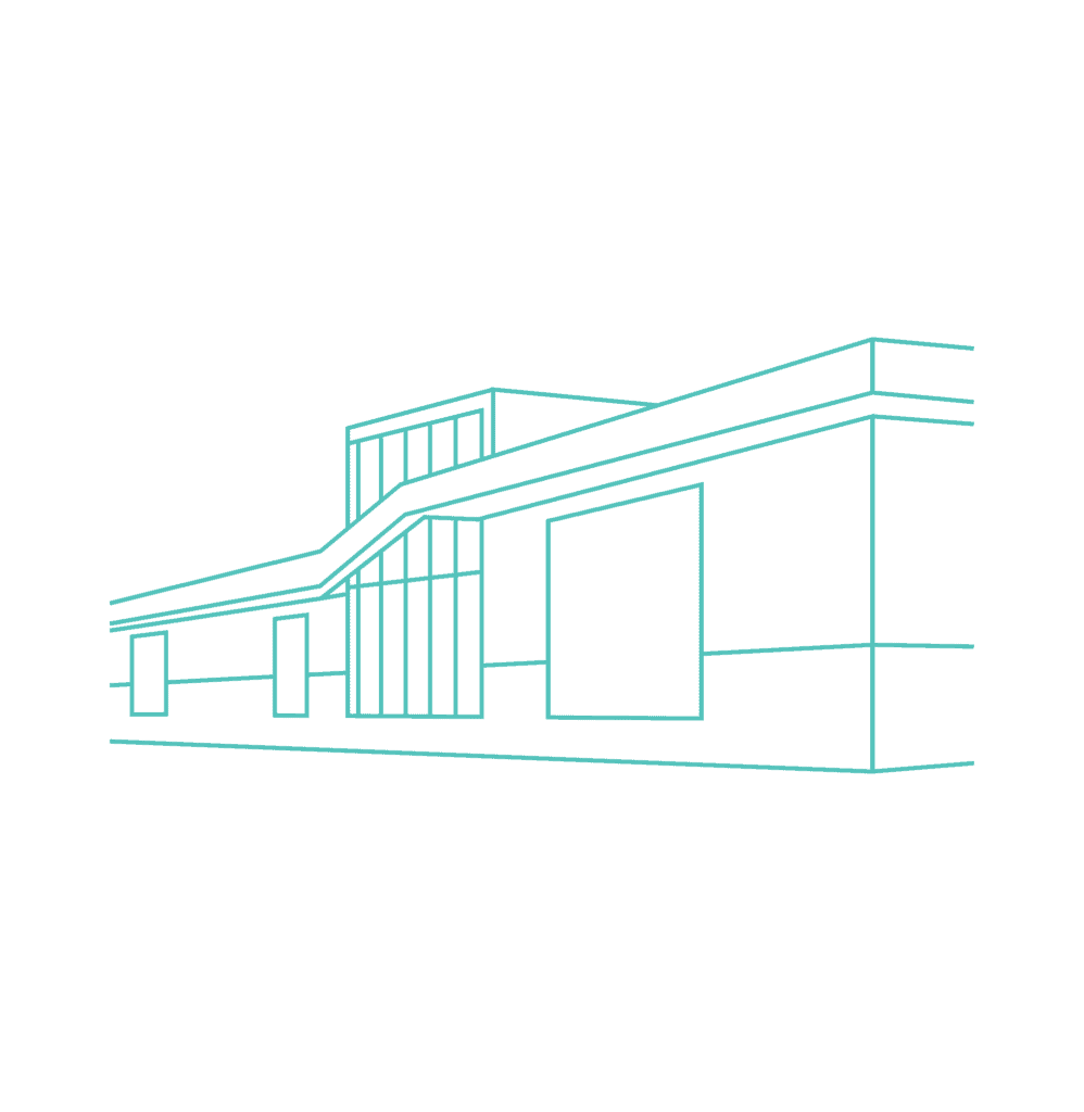 Line drawing of the southeast community center